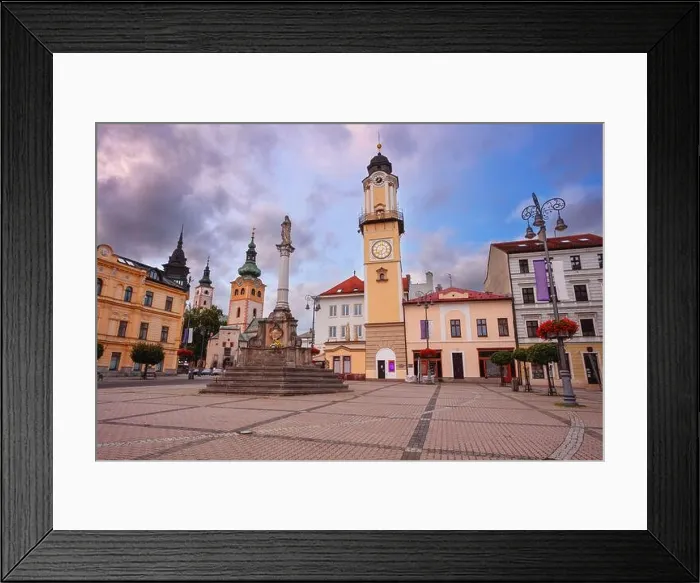 Framed Print : Banska Bystrica, Slovak Republic. Cityscape image of downtown Banska Bystrica, Slovakia with the Slovak National Uprising Square at summer sunset Framed Print : Banska Bystrica, Slovak Republic. Cityscape image of downtown Banska Bystrica, Slovakia with the Slovak National Uprising Square at summer sunset