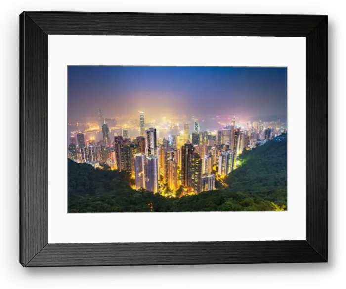 Framed Print : Hong Kong, China Cityscape from Victoria Peak at night Framed Print : Hong Kong, China Cityscape from Victoria Peak at night