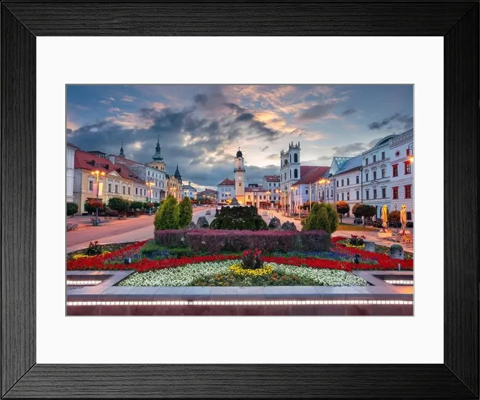 Framed Print : Banska Bystrica, Slovak Republic. Cityscape image of downtown Banska Bystrica, Slovakia with the Slovak National Uprising Square at summer sunrise Framed Print : Banska Bystrica, Slovak Republic. Cityscape image of downtown Banska Bystrica, Slovakia with the Slovak National Uprising Square at summer sunrise