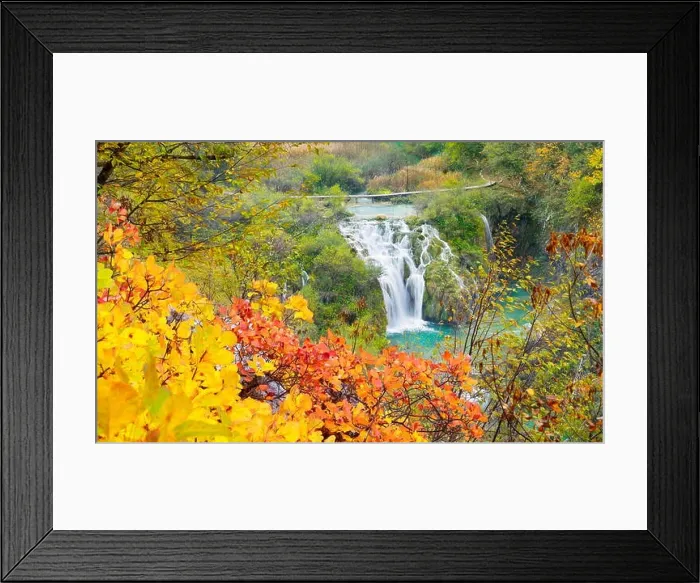 Framed Print : Waterfall in Plitvice Lakes National Park, autumn landscape, Croatia, UNESCO Framed Print : Waterfall in Plitvice Lakes National Park, autumn landscape, Croatia, UNESCO