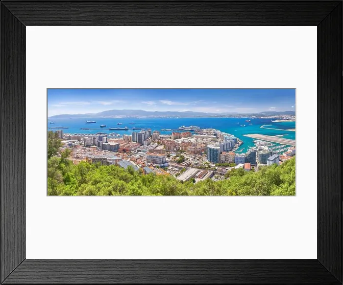 Framed Print : Aerial panoramic view over Gibraltar, Europe Framed Print : Aerial panoramic view over Gibraltar, Europe