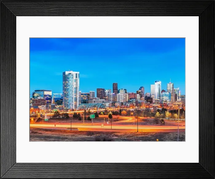 Framed Print : Denver, Colorado, USA downtown city skyline at night Framed Print : Denver, Colorado, USA downtown city skyline at night