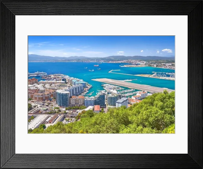 Framed Print : Aerial panoramic view over Gibraltar, Europe Framed Print : Aerial panoramic view over Gibraltar, Europe
