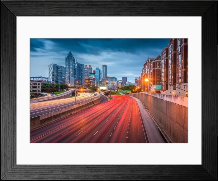 Framed Print : Atlanta, Georgia, USA downtown skyline over the highways at dusk Framed Print : Atlanta, Georgia, USA downtown skyline over the highways at dusk