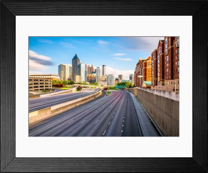 Framed Print : Atlanta, Georgia, USA downtown skyline over the highways at dusk Framed Print : Atlanta, Georgia, USA downtown skyline over the highways at dusk
