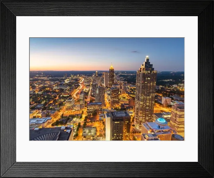 Framed Print : Atlanta, Georgia, USA downtown skyline at dusk