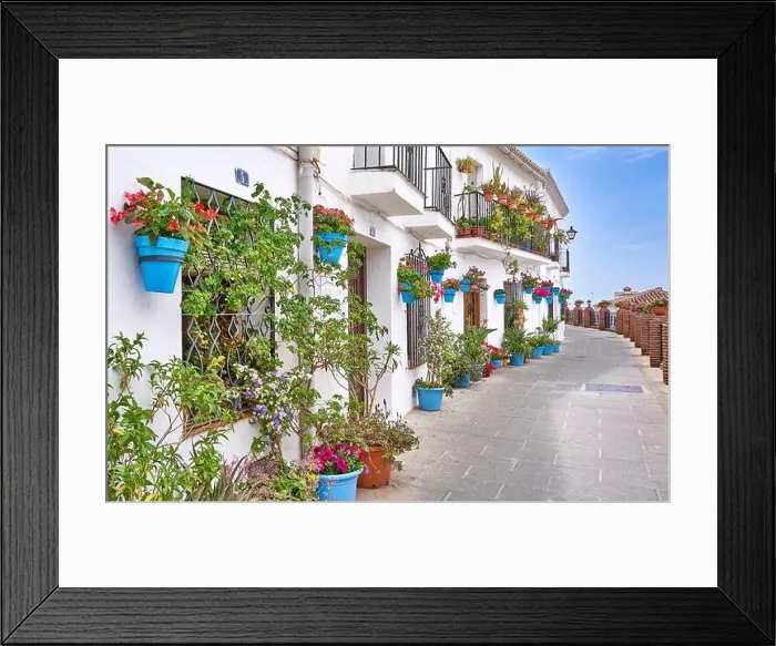 Framed Print : Street in the Mijas, White village, Costa del Sol, Malaga Province, Andalusia, Spain Framed Print : Street in the Mijas, White village, Costa del Sol, Malaga Province, Andalusia, Spain