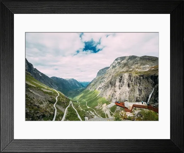 Framed Print : Trollstigen, Andalsnes, Norway. People Tourists Visiting Viewing Platform Near Visitor Centre. Famous Norwegian Landmark And Popular Destination. Norw Framed Print : Trollstigen, Andalsnes, Norway. People Tourists Visiting Viewing Platform Near Visitor Centre. Famous Norwegian Landmark And Popular Destination. Norw