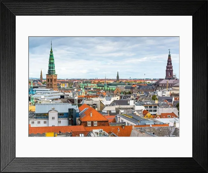 Framed Print : Copenhagen, Denmark old town city skyline in the afternoon Framed Print : Copenhagen, Denmark old town city skyline in the afternoon
