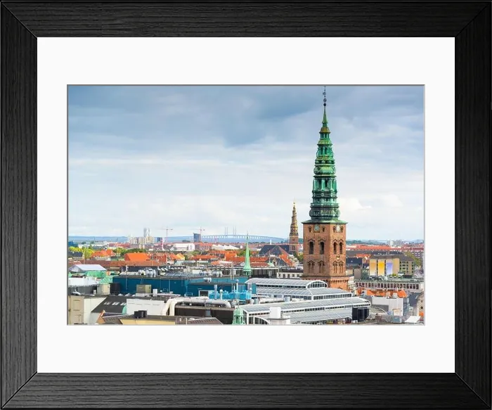 Framed Print : Copenhagen, Denmark old town city skyline in the afternoon Framed Print : Copenhagen, Denmark old town city skyline in the afternoon