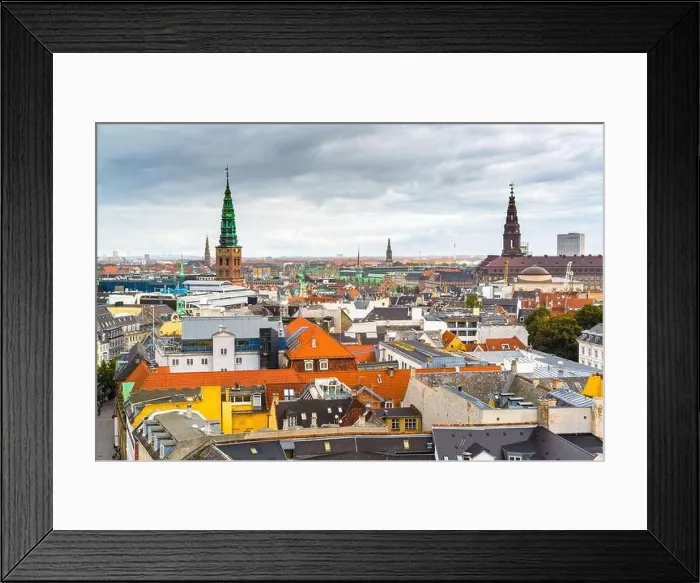 Framed Print : Copenhagen, Denmark old town city skyline in the afternoon Framed Print : Copenhagen, Denmark old town city skyline in the afternoon