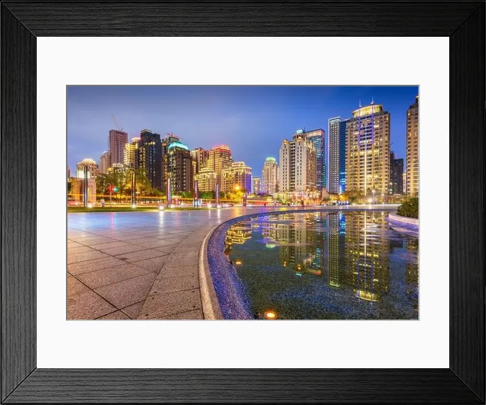 Framed Print : Taichung, Taiwan downtown plaza and square at night Framed Print : Taichung, Taiwan downtown plaza and square at night