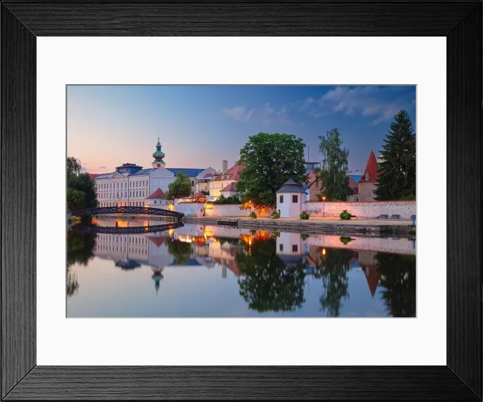 Framed Print : Ceske Budejovice, Czech Republic. Cityscape image of downtown Ceske Budejovice, Czech Republic with reflection of the city in the Malse River at summe Framed Print : Ceske Budejovice, Czech Republic. Cityscape image of downtown Ceske Budejovice, Czech Republic with reflection of the city in the Malse River at summe