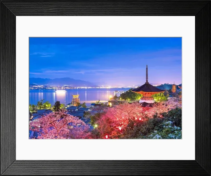 Framed Print : Miyajima Island, Hiroshima, Japan in spring at dusk Framed Print : Miyajima Island, Hiroshima, Japan in spring at dusk