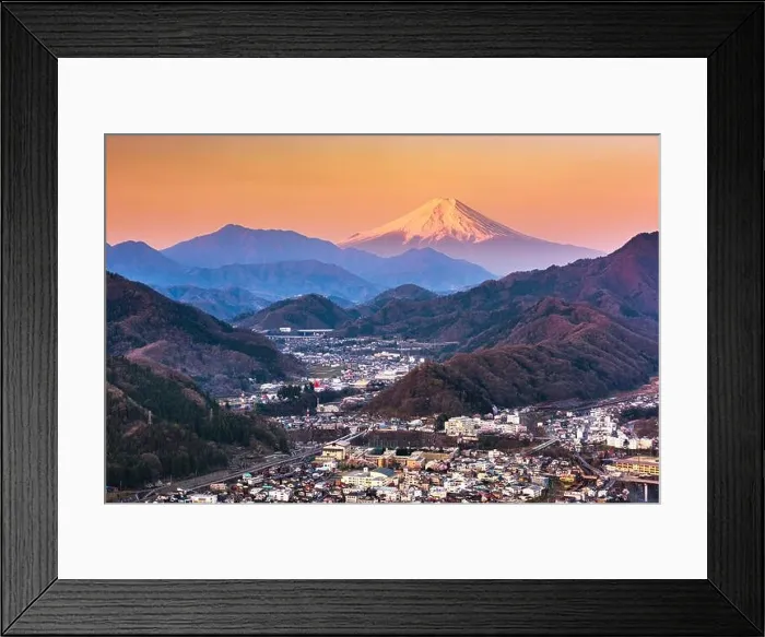 Framed Print : Otsuki, Japan Skyline with Mt. Fuji at twilight Framed Print : Otsuki, Japan Skyline with Mt. Fuji at twilight