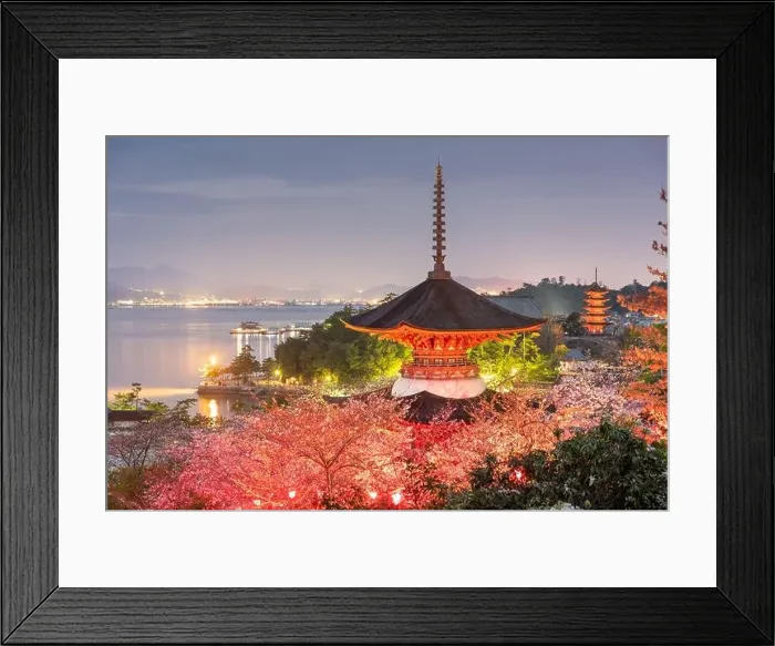 Framed Print : Miyajima Island, Hiroshima, Japan in spring at dusk Framed Print : Miyajima Island, Hiroshima, Japan in spring at dusk
