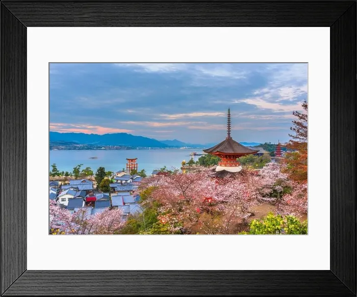 Framed Print : Miyajima Island, Hiroshima, Japan in spring at dusk Framed Print : Miyajima Island, Hiroshima, Japan in spring at dusk