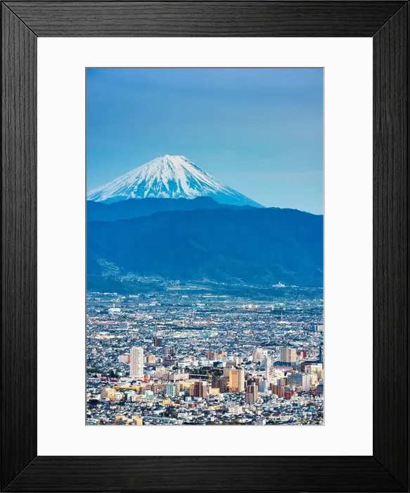 Framed Print : Kofu, Japan skyline with Mt. Fuji at dusk Framed Print : Kofu, Japan skyline with Mt. Fuji at dusk
