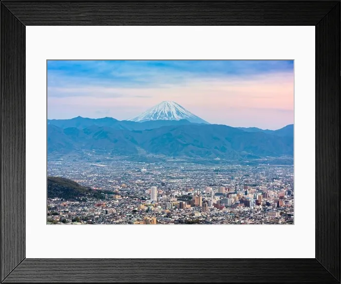 Framed Print : Kofu, Japan skyline with Mt. Fuji Framed Print : Kofu, Japan skyline with Mt. Fuji