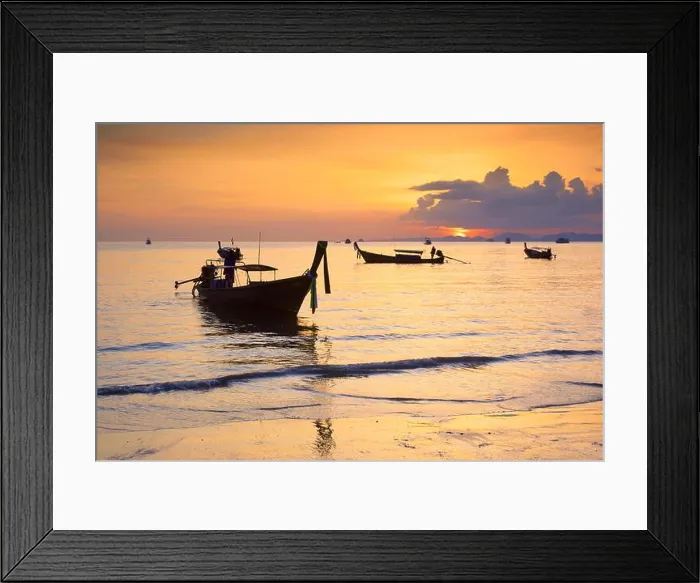 Framed Print : Thailand - Krabi province, Phang Nga Bay, sunset landscape on the beach Framed Print : Thailand - Krabi province, Phang Nga Bay, sunset landscape on the beach