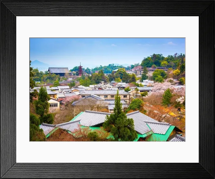 Framed Print : Miyajima, Hiroshima, Japan townscape at dusk Framed Print : Miyajima, Hiroshima, Japan townscape at dusk