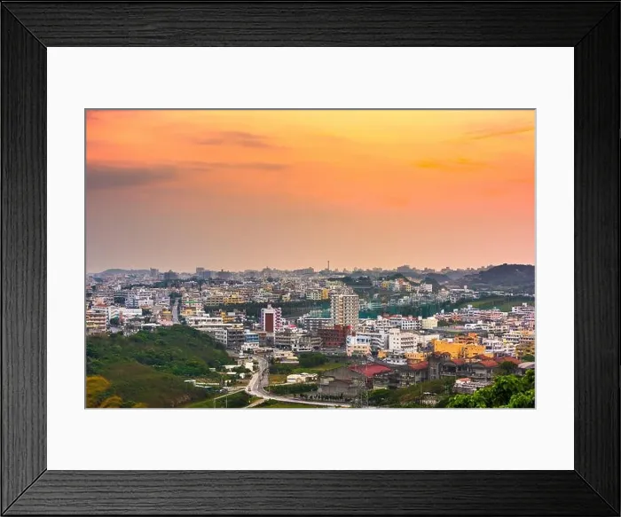 Framed Print : Urasoe, Okinawa, Japan town skyline at twilight Framed Print : Urasoe, Okinawa, Japan town skyline at twilight