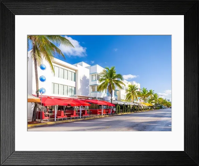 Framed Print : Miami Beach, Florida, USA cityscape on Ocean Drive in the morning Framed Print : Miami Beach, Florida, USA cityscape on Ocean Drive in the morning