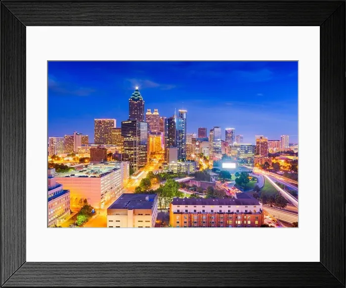Framed Print : Atlanta, Georgia, USA downtown cityscape from above at twilight Framed Print : Atlanta, Georgia, USA downtown cityscape from above at twilight
