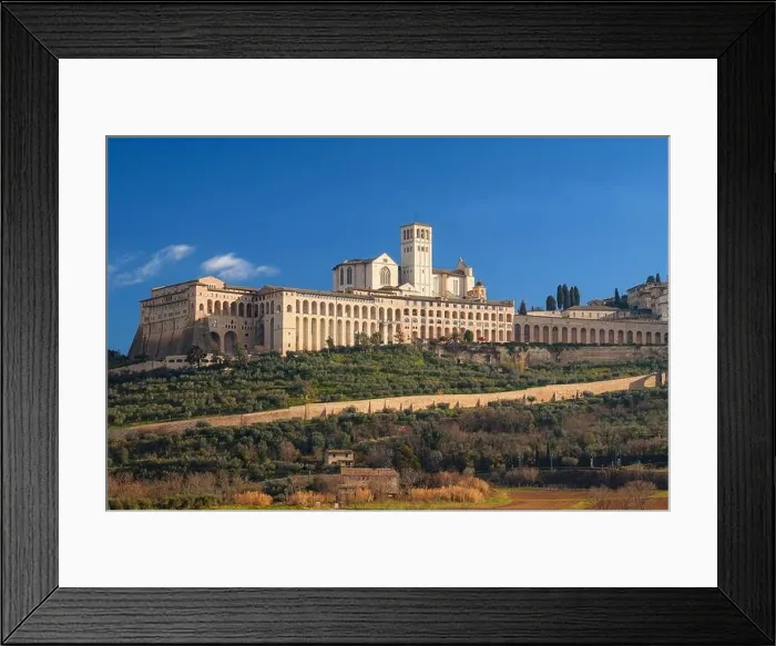 Framed Print : Assisi, Italy town skyline with the Basilica of Saint Francis of Assisi Framed Print : Assisi, Italy town skyline with the Basilica of Saint Francis of Assisi