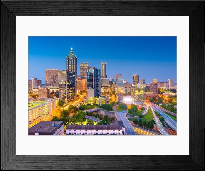 Framed Print : Atlanta, Georgia, USA downtown cityscape from above at twilight Framed Print : Atlanta, Georgia, USA downtown cityscape from above at twilight