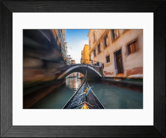 Framed Print : Venice, Italy from a fast moving gondola with motion blur Framed Print : Venice, Italy from a fast moving gondola with motion blur