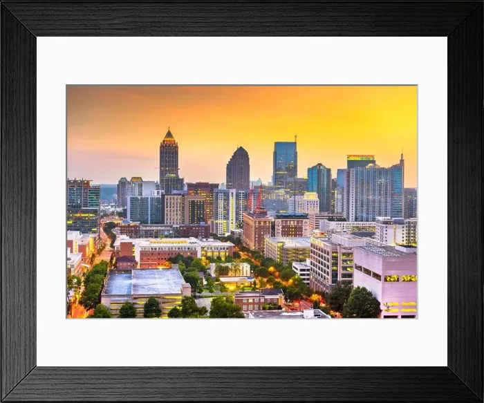 Framed Print : Atlanta, Georgia, USA downtown cityscape from above at twilight Framed Print : Atlanta, Georgia, USA downtown cityscape from above at twilight