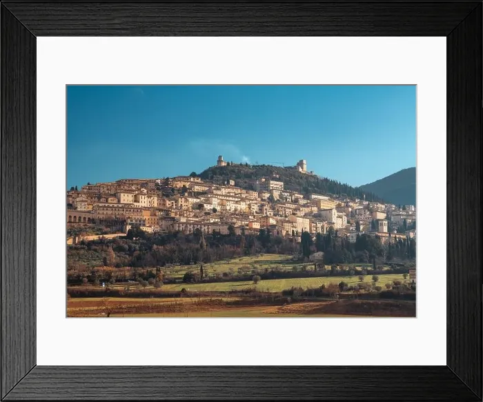 Framed Print : Assisi, Italy town skyline with the Basilica of Saint Francis of Assisi Framed Print : Assisi, Italy town skyline with the Basilica of Saint Francis of Assisi