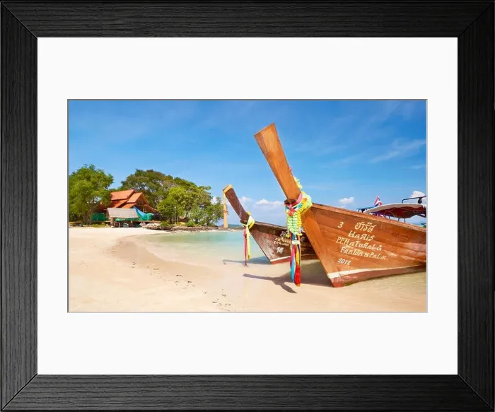 Framed Print : Thailand - Phi Phi Island, Phang Nga Bay, long tail boats Framed Print : Thailand - Phi Phi Island, Phang Nga Bay, long tail boats