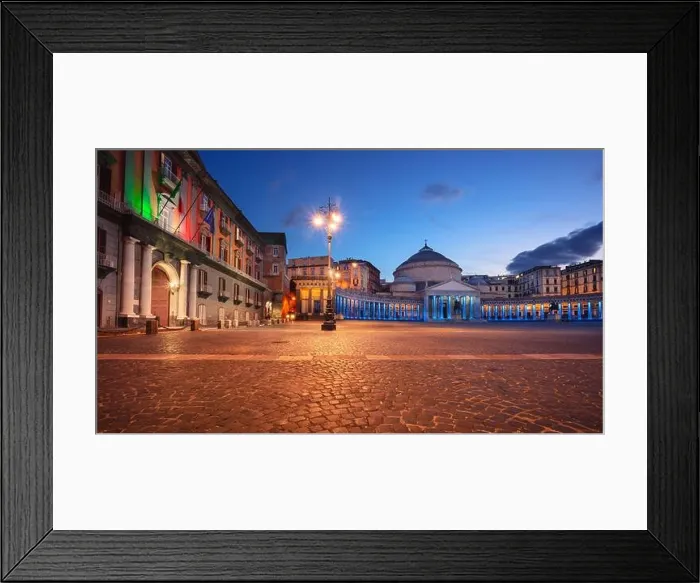 Framed Print : Naples, Italy. Cityscape image of Naples, Italy with the view of large public town square Piazza del Plebiscito at night Framed Print : Naples, Italy. Cityscape image of Naples, Italy with the view of large public town square Piazza del Plebiscito at night