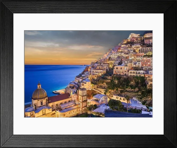 Framed Print : Positano, Italy along the Amalfi Coast at dusk Framed Print : Positano, Italy along the Amalfi Coast at dusk