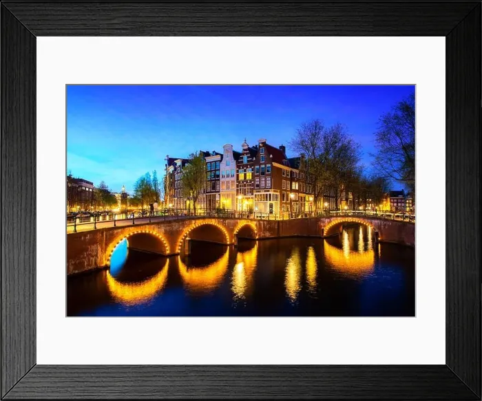 Framed Print : Canals of Amsterdam during twilight in Netherlands. Amsterdam is the capital and most populous city of the Netherlands. Landscape and culture travel Framed Print : Canals of Amsterdam during twilight in Netherlands. Amsterdam is the capital and most populous city of the Netherlands. Landscape and culture travel