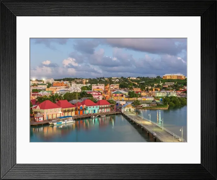 Framed Print : St. John's, Antigua overlooking Redcliffe Quay at dusk Framed Print : St. John's, Antigua overlooking Redcliffe Quay at dusk