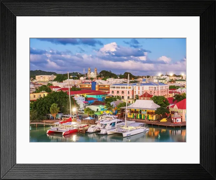 Framed Print : St. John's, Antigua overlooking Redcliffe Quay at dusk Framed Print : St. John's, Antigua overlooking Redcliffe Quay at dusk