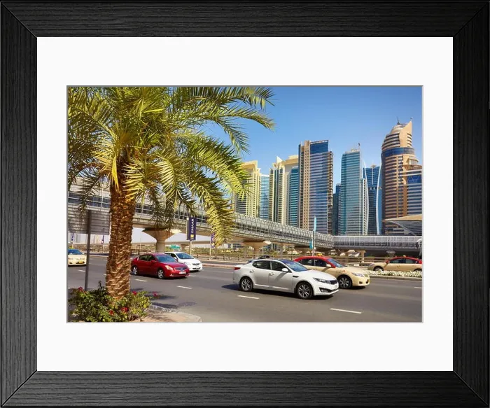 Framed Print : Dubai transport - Sheikh al Zayed road, United Arab Emirates Framed Print : Dubai transport - Sheikh al Zayed road, United Arab Emirates