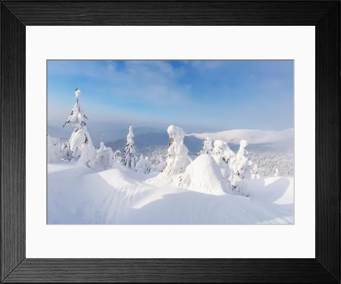 Framed Print : Fantastic winter landscape with snowy trees and blue sky. Carpathian mountains, Ukraine, Europe. Christmas holiday concept Framed Print : Fantastic winter landscape with snowy trees and blue sky. Carpathian mountains, Ukraine, Europe. Christmas holiday concept