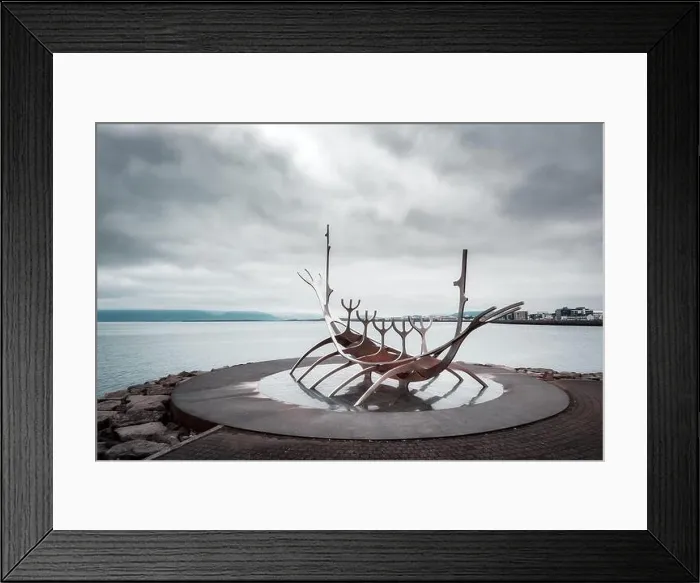 Framed Print : Cityscape with famous solfar ship sculpture in Reykjavik, Iceland Framed Print : Cityscape with famous solfar ship sculpture in Reykjavik, Iceland