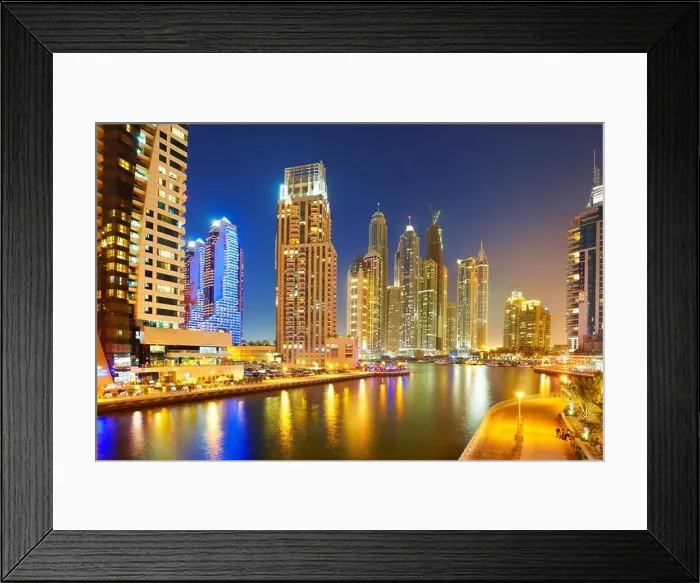 Framed Print : Dubai evening skyline - Marina, United Arab Emirates Framed Print : Dubai evening skyline - Marina, United Arab Emirates