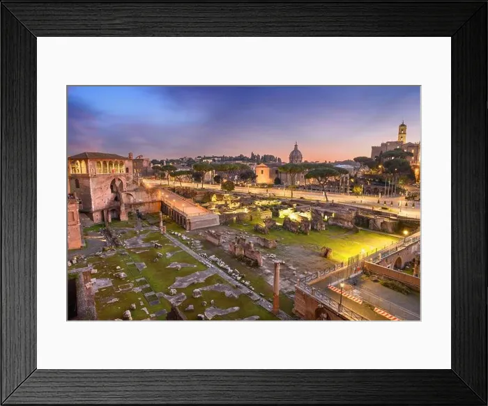 Framed Print : Rome, Italy overlooking Trajan's Forum at dusk Framed Print : Rome, Italy overlooking Trajan's Forum at dusk