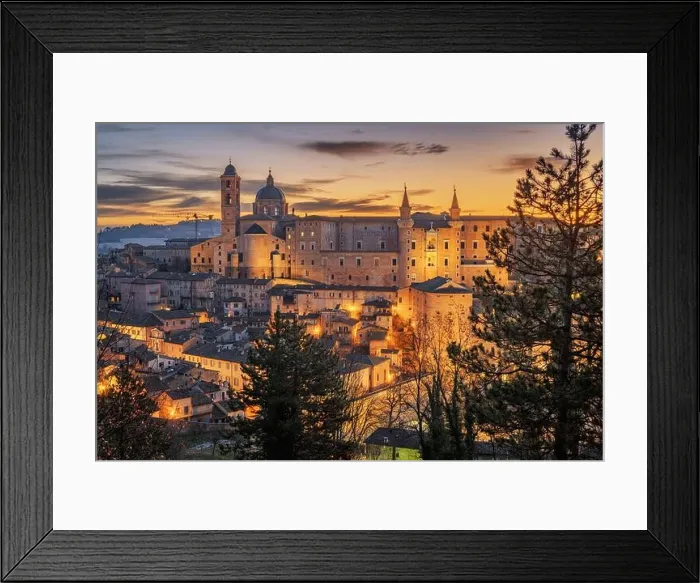 Framed Print : Urbino, Italy medieval walled city in the Marche region at dawn Framed Print : Urbino, Italy medieval walled city in the Marche region at dawn