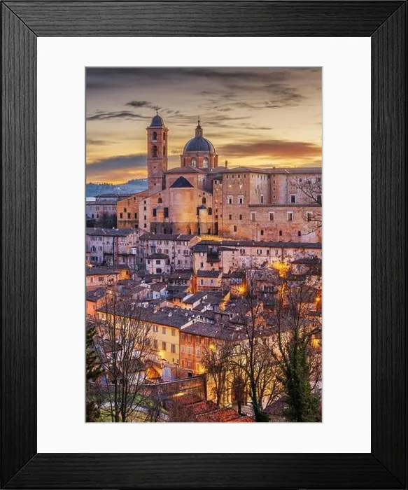 Framed Print : Urbino, Italy medieval walled city in the Marche region at dawn Framed Print : Urbino, Italy medieval walled city in the Marche region at dawn