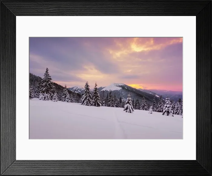 Framed Print : Fantastic orange winter landscape in snowy mountains glowing by sunlight. Dramatic wintry scene with snowy trees. Christmas holiday background Framed Print : Fantastic orange winter landscape in snowy mountains glowing by sunlight. Dramatic wintry scene with snowy trees. Christmas holiday background