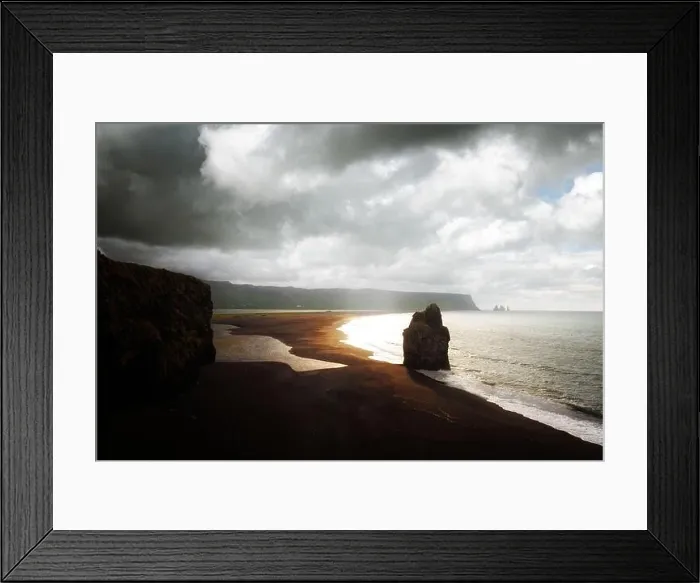 Framed Print : Fantastic landscape with rocks and Atlantic ocean from southern coast of Iceland. Black beach, Reynisdrangar, Vik Framed Print : Fantastic landscape with rocks and Atlantic ocean from southern coast of Iceland. Black beach, Reynisdrangar, Vik