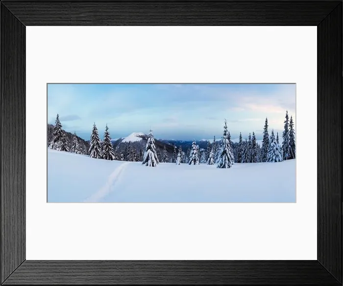 Framed Print : Panorama of winter landscape with snowy trees. Carpathian mountains, Ukraine, Europe. Christmas holiday concept Framed Print : Panorama of winter landscape with snowy trees. Carpathian mountains, Ukraine, Europe. Christmas holiday concept