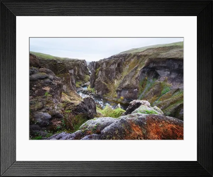 Framed Print : Picturesque landscape from famous Fjadrargljufur canyon in South east of Iceland, Europe Framed Print : Picturesque landscape from famous Fjadrargljufur canyon in South east of Iceland, Europe